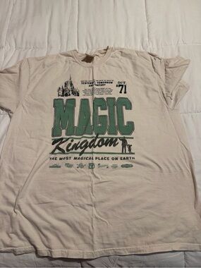 Circa Society— Magic Kingdom Kids Graphic Tee - Cream with Green Print